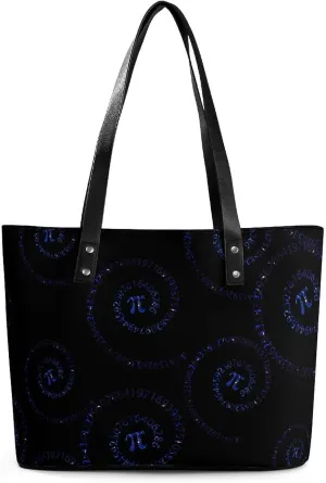Pi Day Mathematics Symbol Women's Tote Shoulder Bag Handbag Top Handle Leather 29 * 34 * 14cm