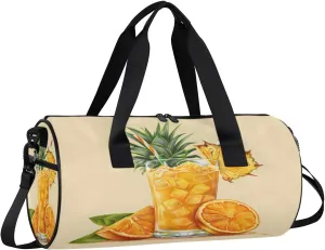 Pineapple Juice Travel Gym Bag Waterproof Sport Dance Bag for Women Men Portable Gymnastics Duffel Bags Canvas Tote Carry on Handbag for Workout Overnight Weekender