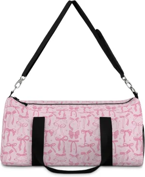 Pink Coquette Bows Duffel Bag, Girls Gym Bag for Women, Kids Large Shoulder Travel Weekend Carry Bag