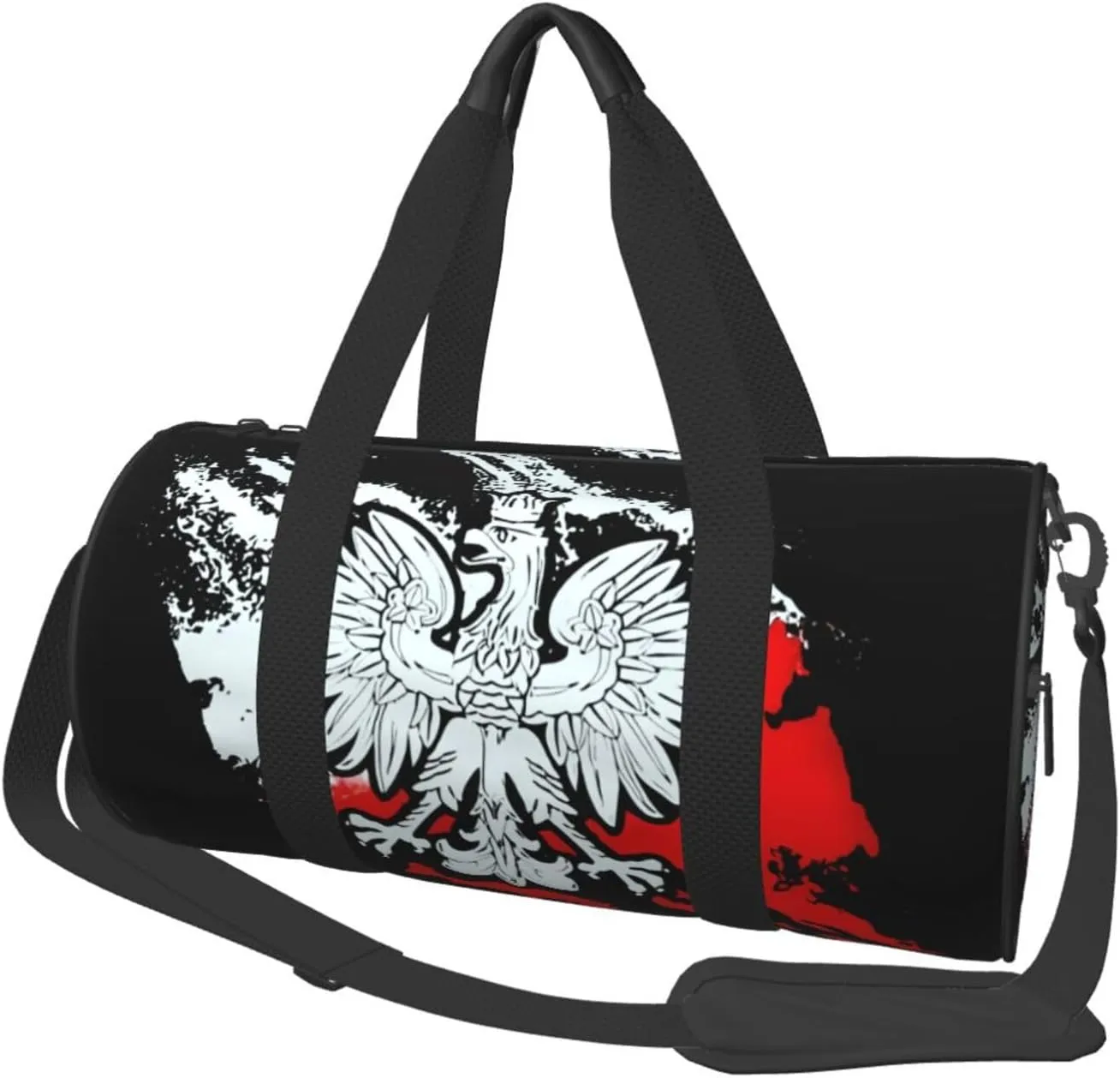 Polish Flag Poland Polska Eagle Round Travel Duffel Bag Large Capacity Gym Sports Bags for Hiking Vacation Trips