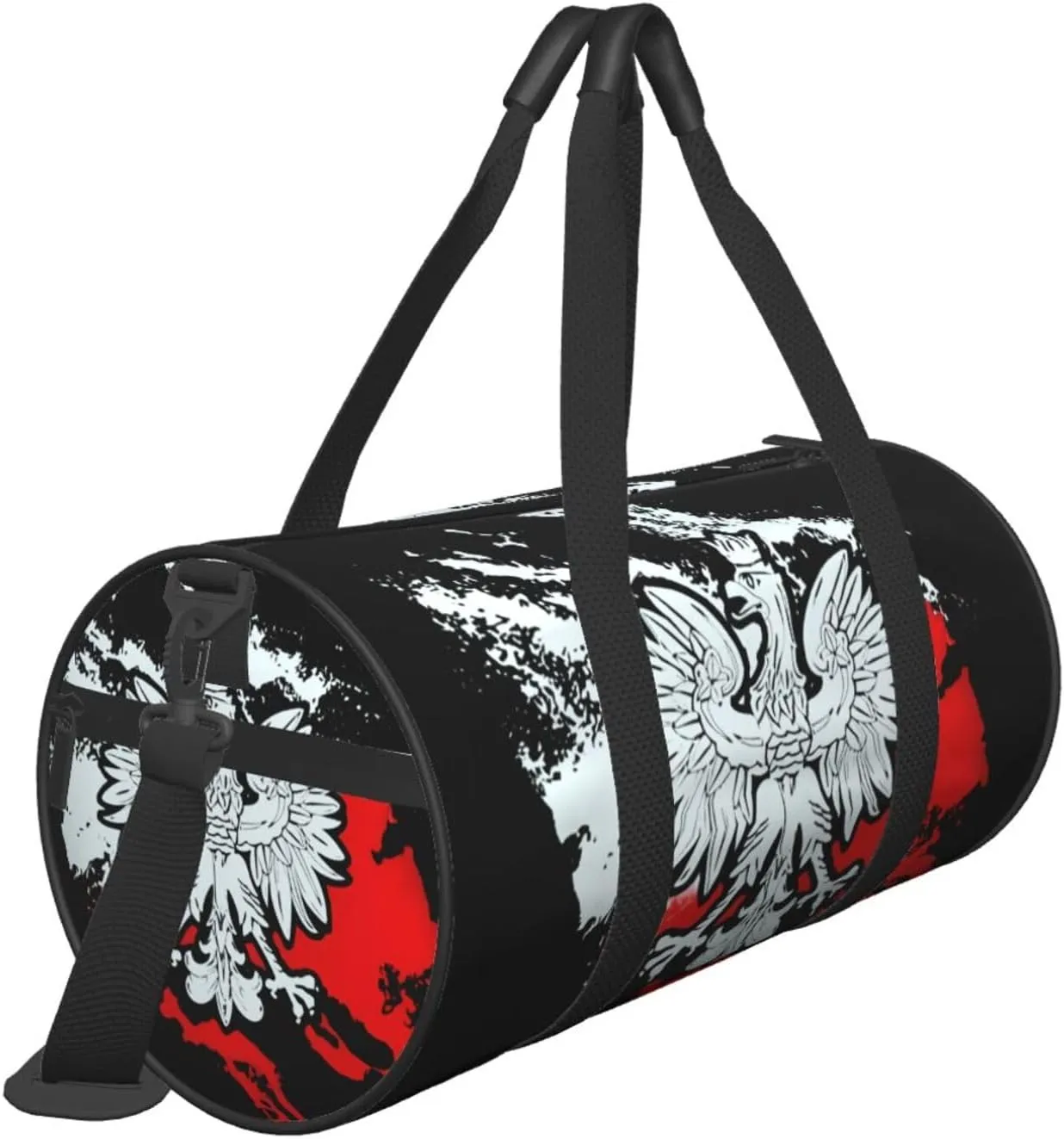 Polish Flag Poland Polska Eagle Round Travel Duffel Bag Large Capacity Gym Sports Bags for Hiking Vacation Trips