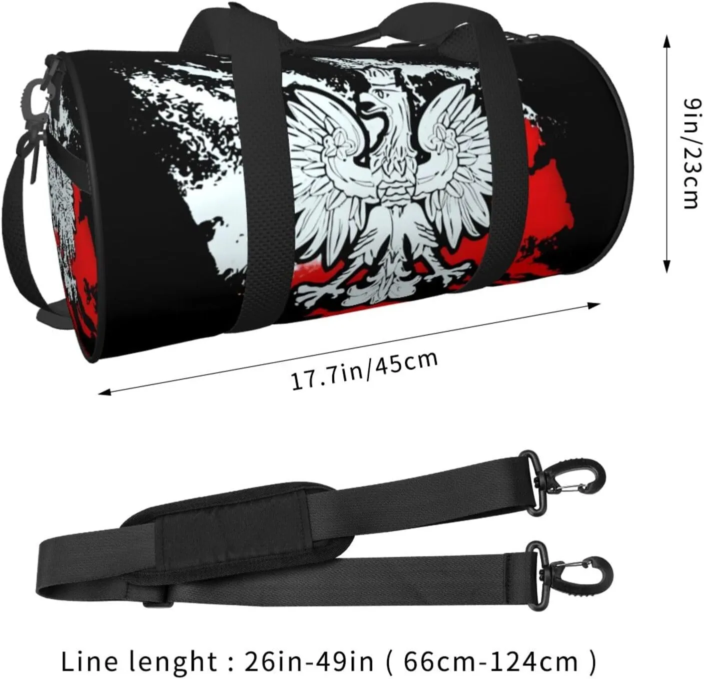 Polish Flag Poland Polska Eagle Round Travel Duffel Bag Large Capacity Gym Sports Bags for Hiking Vacation Trips