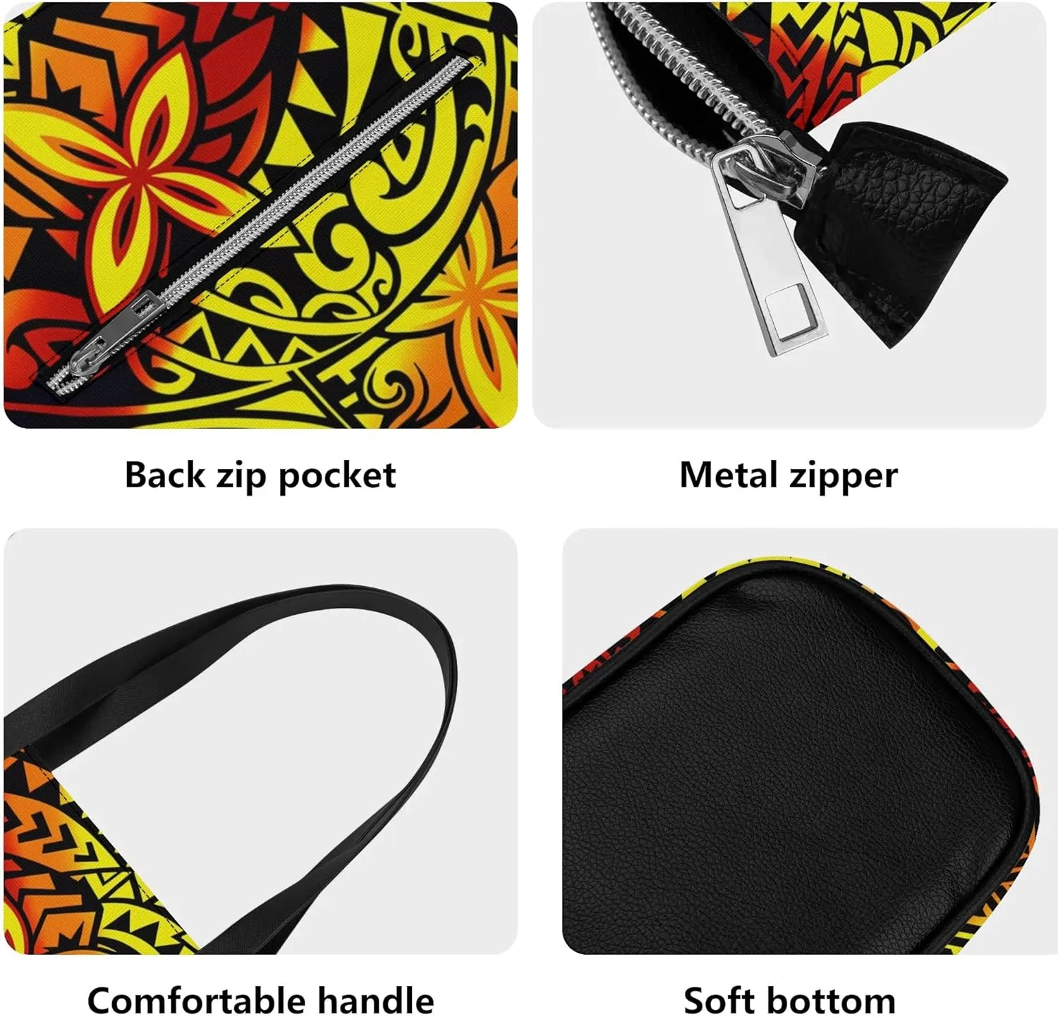 Polynesian Durable High Capacity Women'S PU Shoulder Bag Custom Samoan Tribal Women'S Purse And Handbag