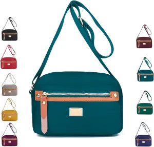 Popularate Nylon Crossbody Bag, Popularate Multi Pockets with Zipper Waterproof Nylon Crossbody Bag