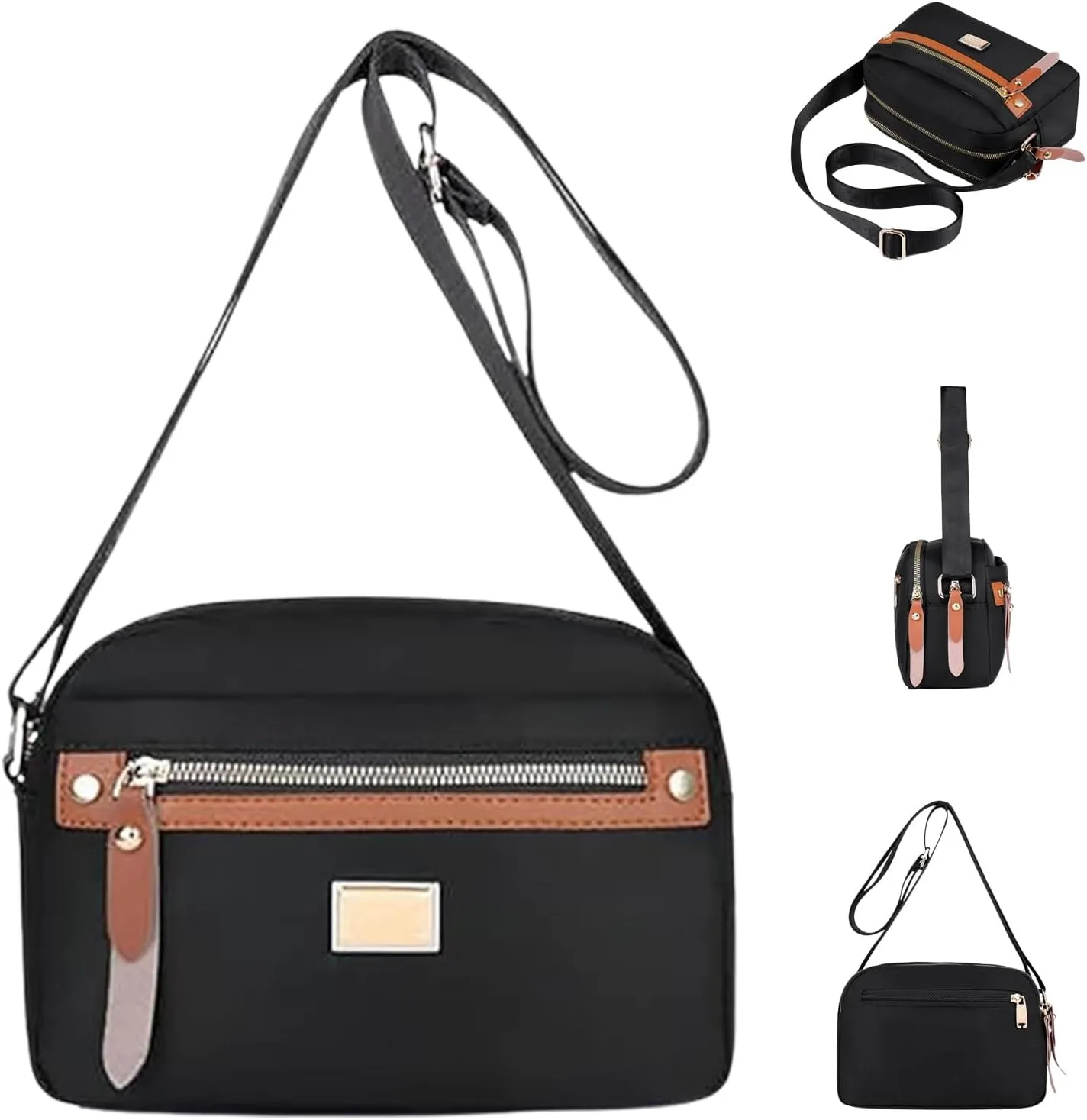 Popularate Nylon Crossbody Bag, Waterproof Fashion Women's Nylon Crossbody Bag with Zipper