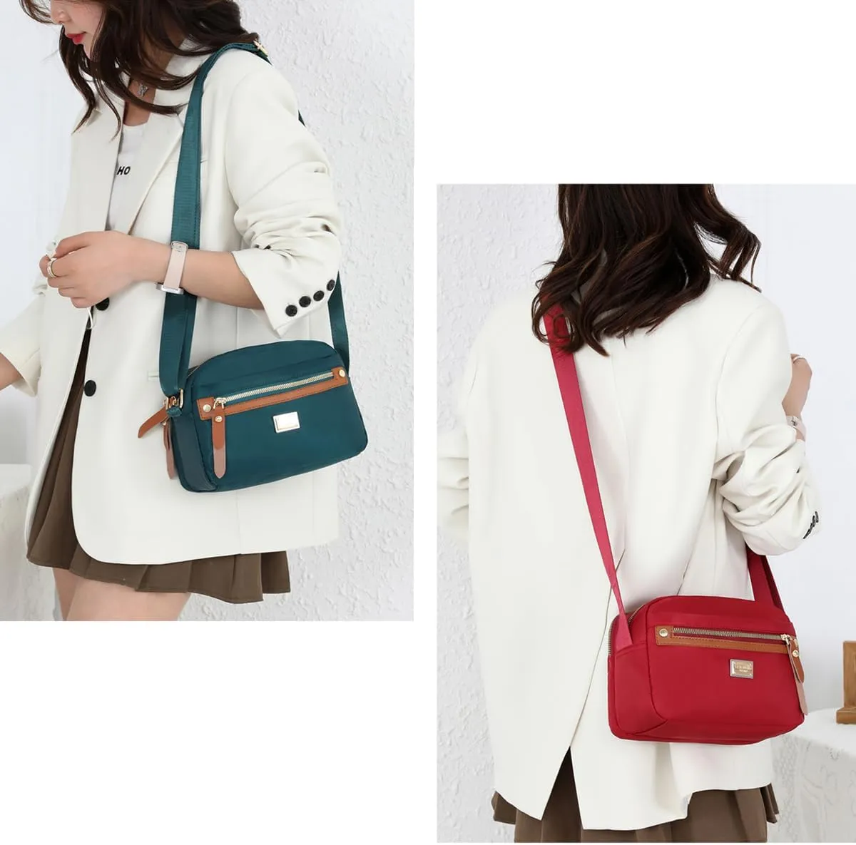 Popularate Nylon Crossbody Bag, Waterproof Fashion Women's Nylon Crossbody Bag with Zipper