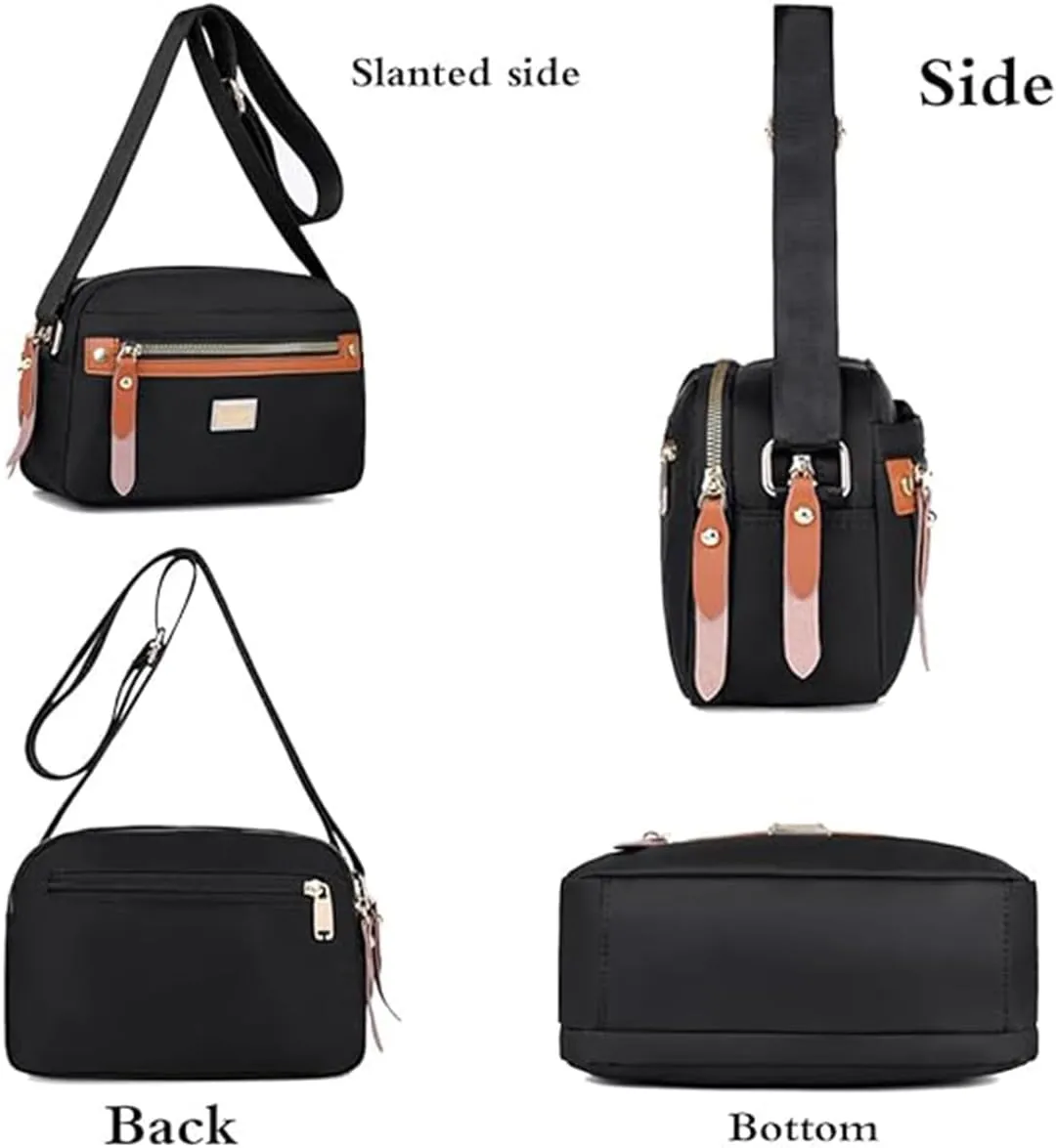 Popularate Nylon Crossbody Bag, Waterproof Fashion Women's Nylon Crossbody Bag with Zipper