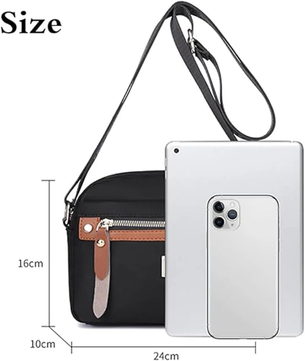 Popularate Nylon Crossbody Bag, Waterproof Fashion Women's Nylon Crossbody Bag with Zipper