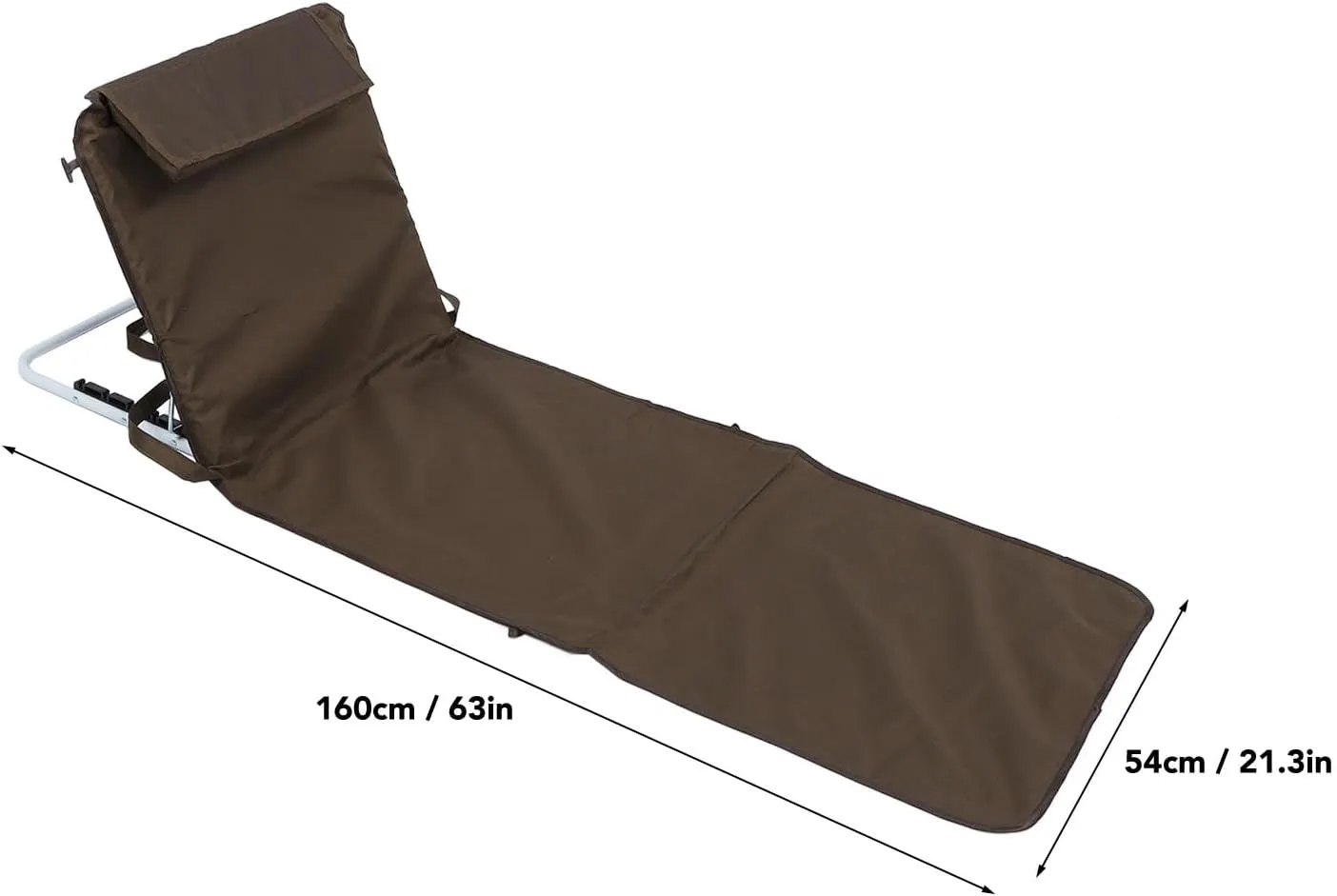 Portable Folding Beach Lounge Chair, Adjustable Reclining Oxford Cloth Mat, 330.7lb Load Bearing, for Pool Camping Beach Stargazing (Coffee)