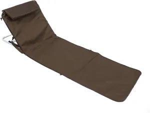 Portable Folding Beach Lounge Chair, Adjustable Reclining Oxford Cloth Mat, 330.7lb Load Bearing, for Pool Camping Beach Stargazing (Coffee)