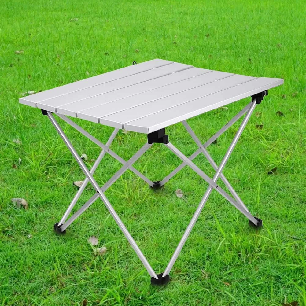 Portable Table,Modern Simple Foldable Heavy Duty Compact Desk for Outdoor Camping and Picnic Activities (Aluminum Alloy Color Trumpet)