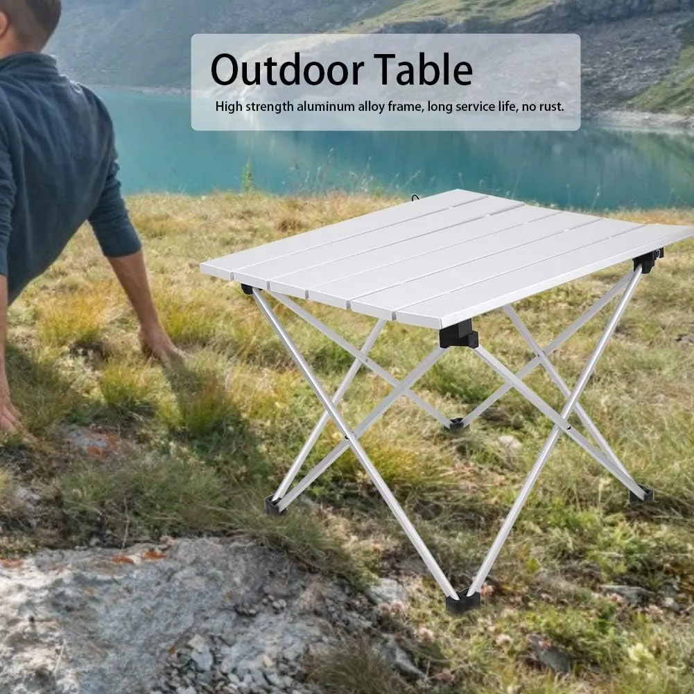 Portable Table,Modern Simple Foldable Heavy Duty Compact Desk for Outdoor Camping and Picnic Activities (Aluminum Alloy Color Trumpet)