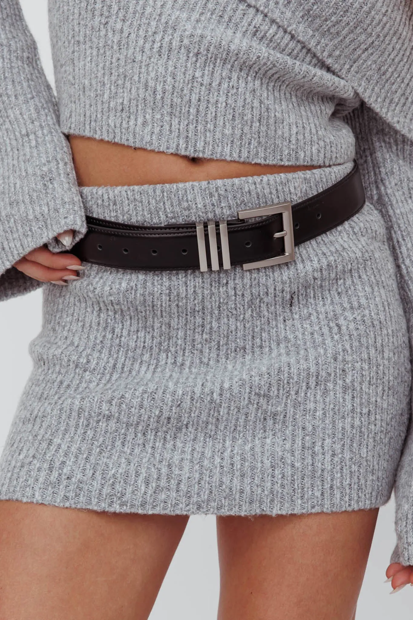 Porter Retro Silver Buckle Belt Black