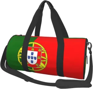 Portugal Portuguese Flag Round Travel Duffel Bag Large Capacity Gym Sports Bags for Hiking Vacation Trips