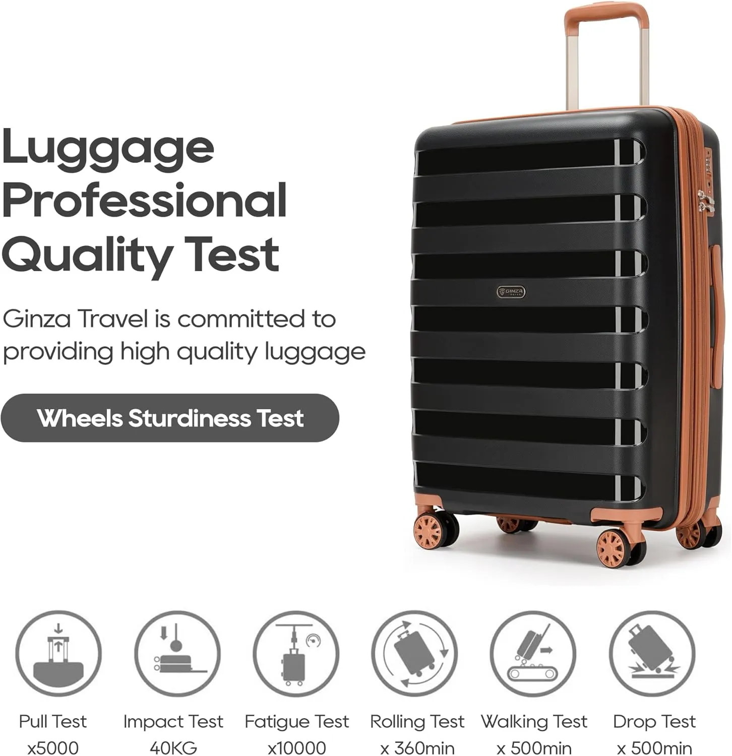PP material 3-piece expandable luggage sets with Spinner Wheels， Suitcase with TSA Lock，Large Luggage for Family Travel carry on 20/24/28 ，Black & Brown
