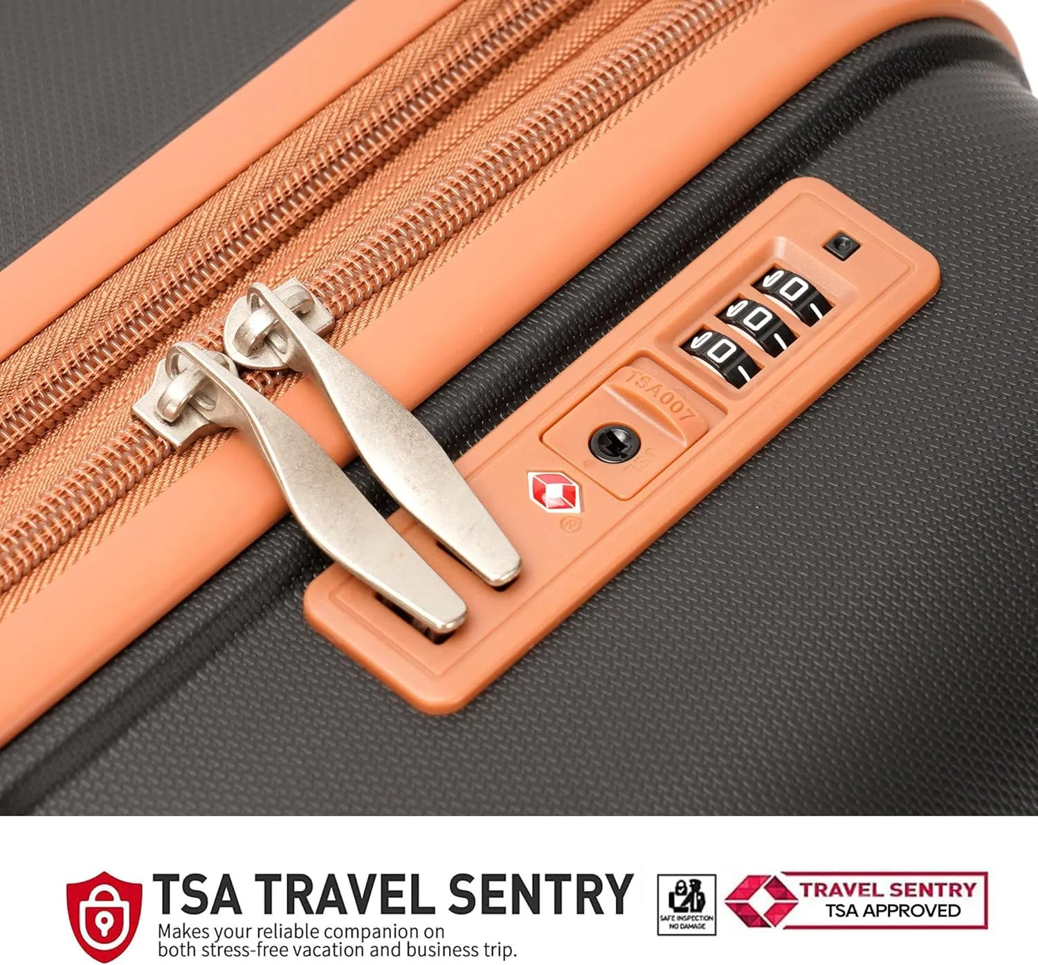 PP material 3-piece expandable luggage sets with Spinner Wheels， Suitcase with TSA Lock，Large Luggage for Family Travel carry on 20/24/28 ，Black & Brown