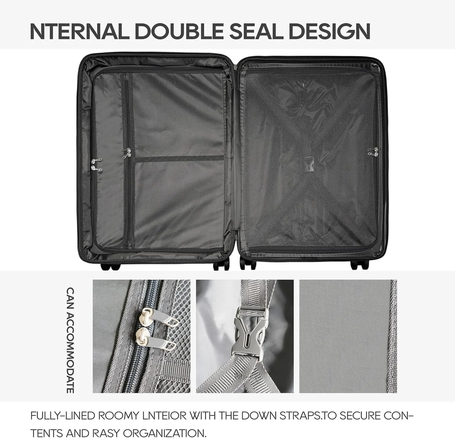 PP material 3-piece expandable luggage sets with Spinner Wheels， Suitcase with TSA Lock，Large Luggage for Family Travel carry on 20/24/28 ，Black & Brown