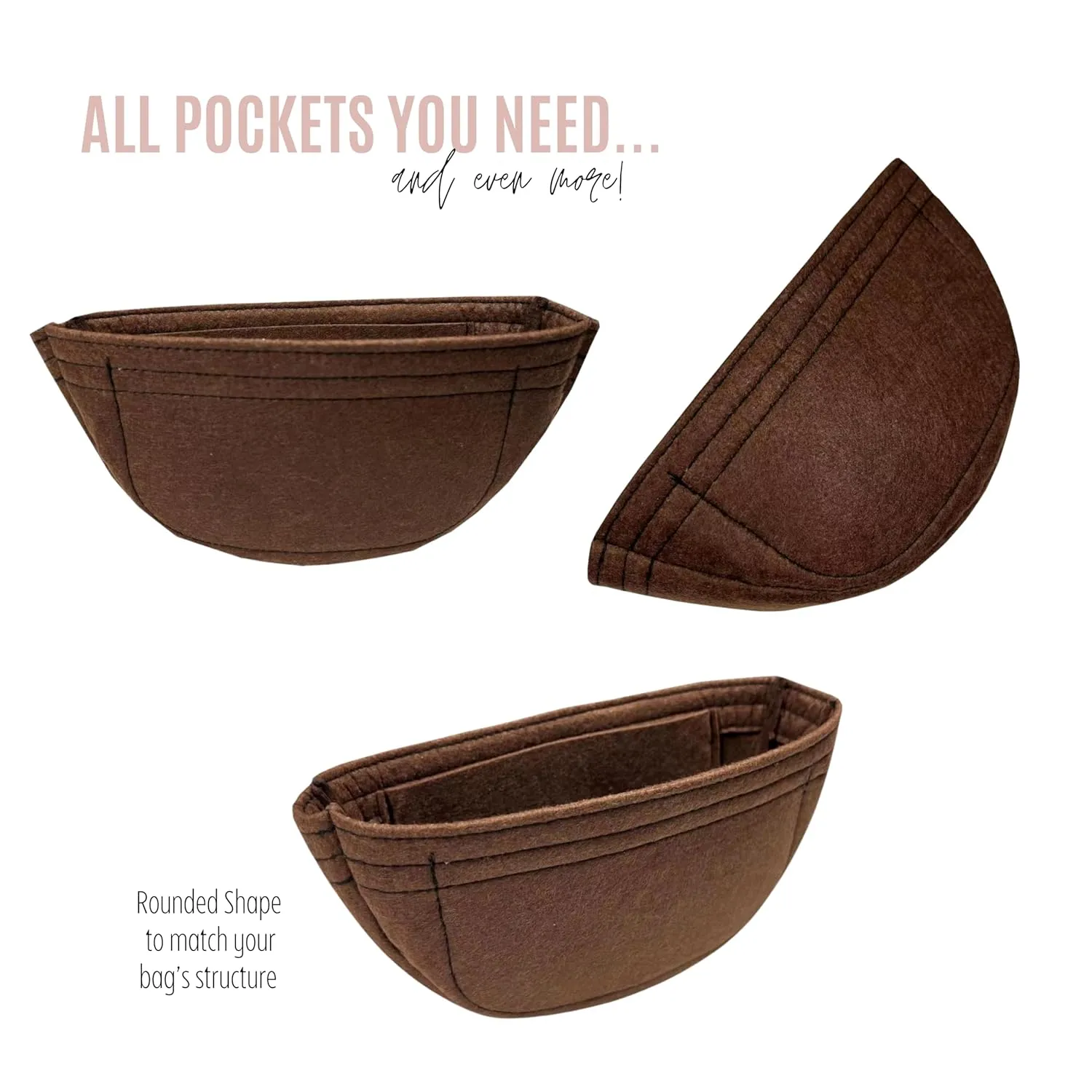 Premium Purse Organizer fits Loop Hobo Bag Insert, Loop Hobo GM Bag Organizer, Handmade 2mm Premium Felt Snug Sturdy Gold Zipper (For Loop Hobo GM, Lightcoffee)
