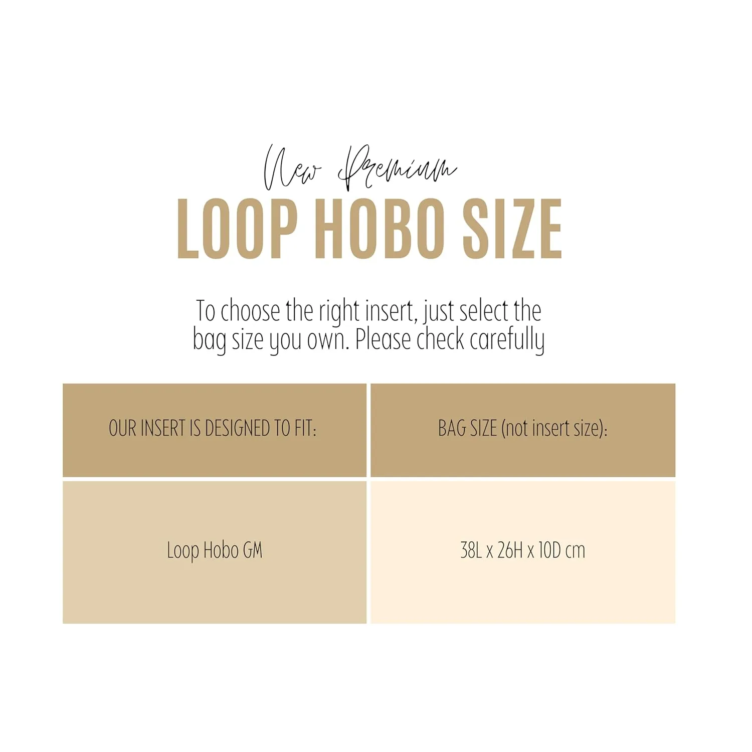 Premium Purse Organizer fits Loop Hobo Bag Insert, Loop Hobo GM Bag Organizer, Handmade 2mm Premium Felt Snug Sturdy Gold Zipper (For Loop Hobo GM, Lightcoffee)