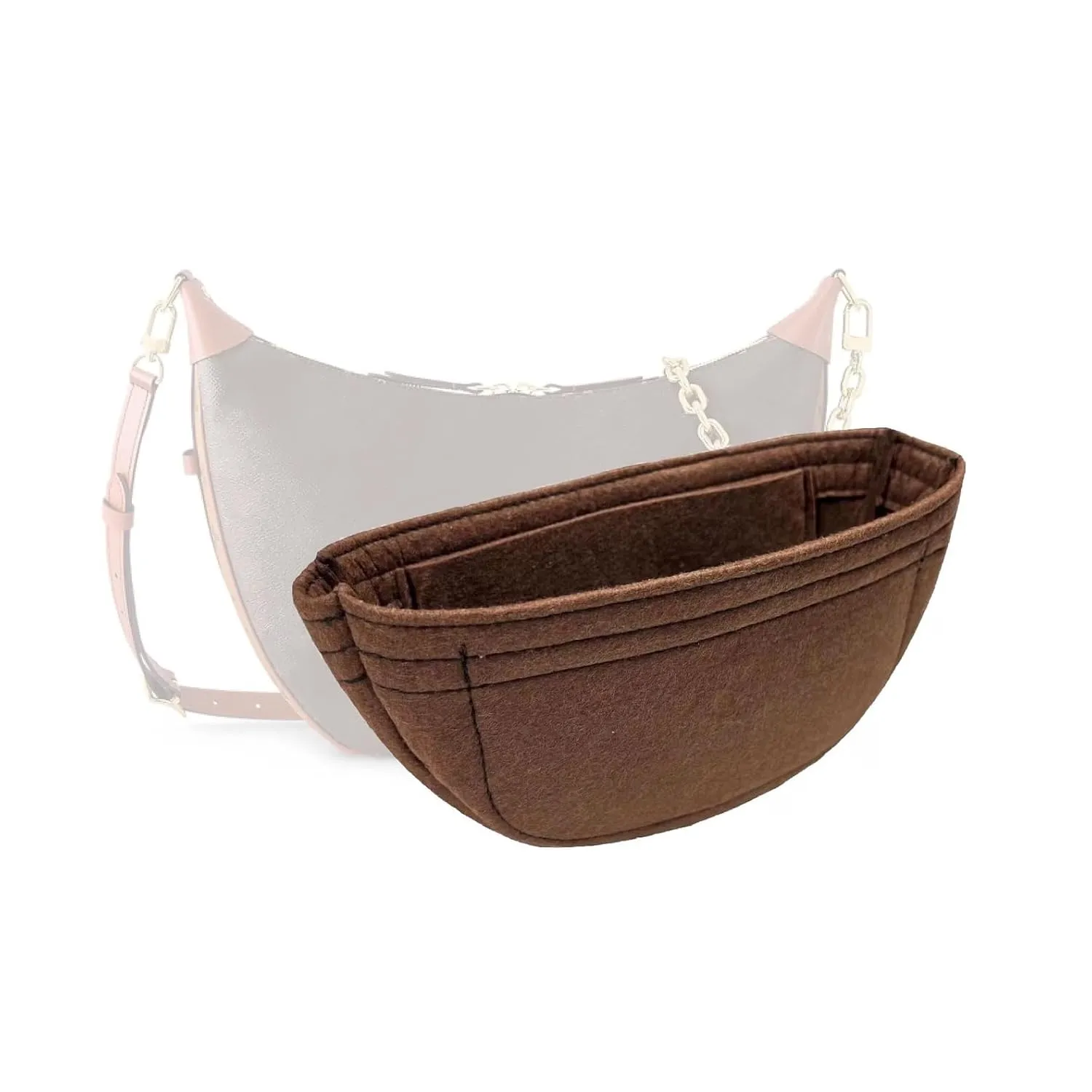 Premium Purse Organizer fits Loop Hobo Bag Insert, Loop Hobo GM Bag Organizer, Handmade 2mm Premium Felt Snug Sturdy Gold Zipper (For Loop Hobo GM, Lightcoffee)