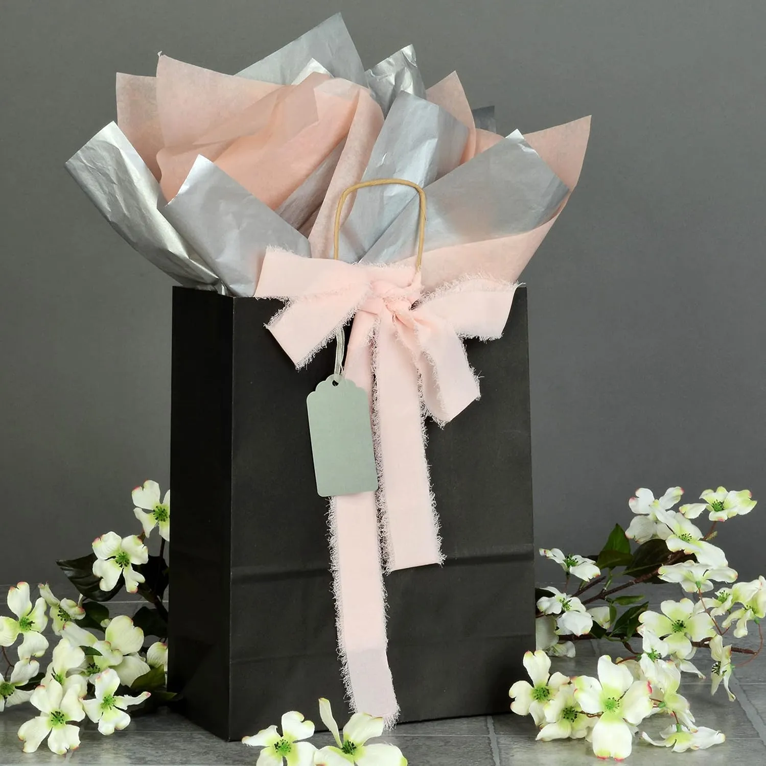 Prime Line Packaging Black Gift Bags with Handles, Medium Kraft Paper Shopping for Small Business, Boutiques, Retail Store Use, Bulk, 10x5x13 50 Pack