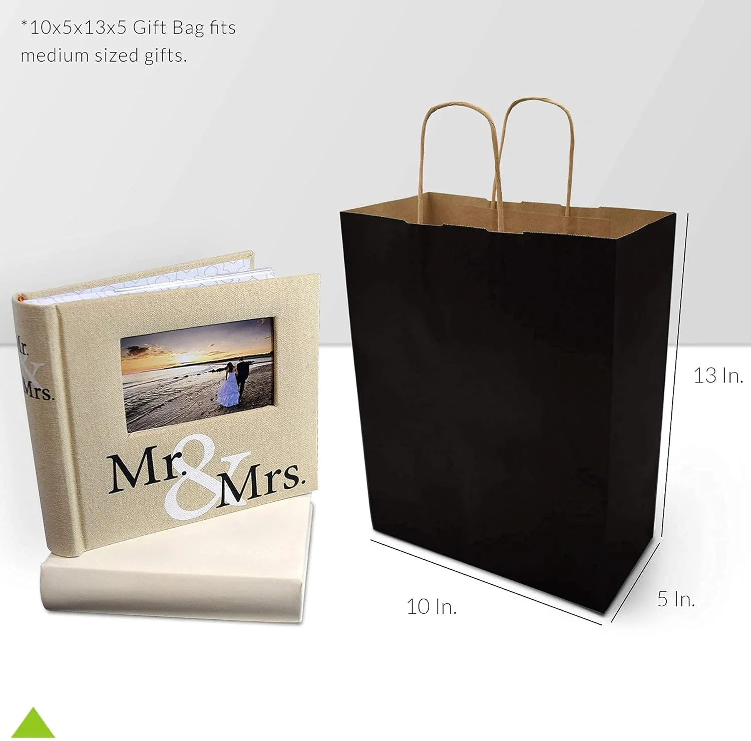 Prime Line Packaging Black Gift Bags with Handles, Medium Kraft Paper Shopping for Small Business, Boutiques, Retail Store Use, Bulk, 10x5x13 50 Pack