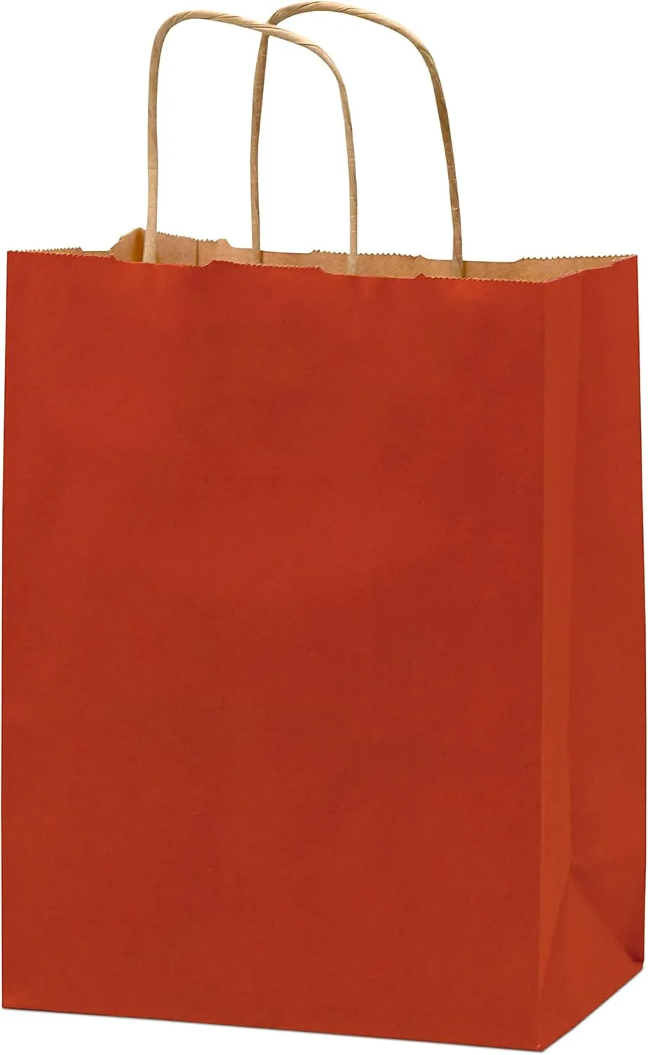 Prime Line Packaging Small Red Gift Bags with Handles, Kraft Shopping Tote for Holidays, Christmas, Goodies, Favors, Valentines, Bulk, 8x4x10 50 Pack