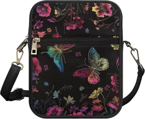 PU Crossbody Bag for Women Men Multipurpose Wallet Purse Small Messenger Bag with Zipper for Working Shopping