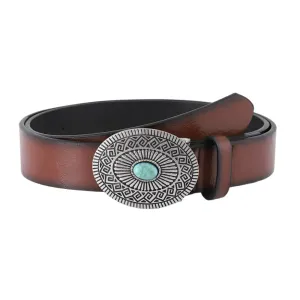 PU Leather Vintage Style Belt with Metal Buckle