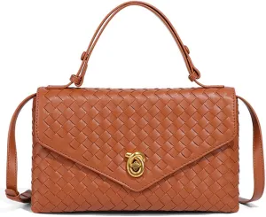 PU Leather Woven Crossbody Purses Women Crescent Hobo Bags Satchel Shoulder Bag Knotlock Messenger Envelope Handbag 2025