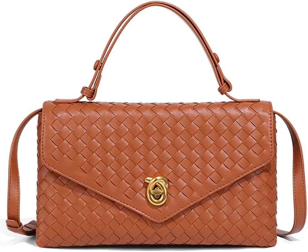 PU Leather Woven Crossbody Purses Women Crescent Hobo Bags Satchel Shoulder Bag Knotlock Messenger Envelope Handbag 2025