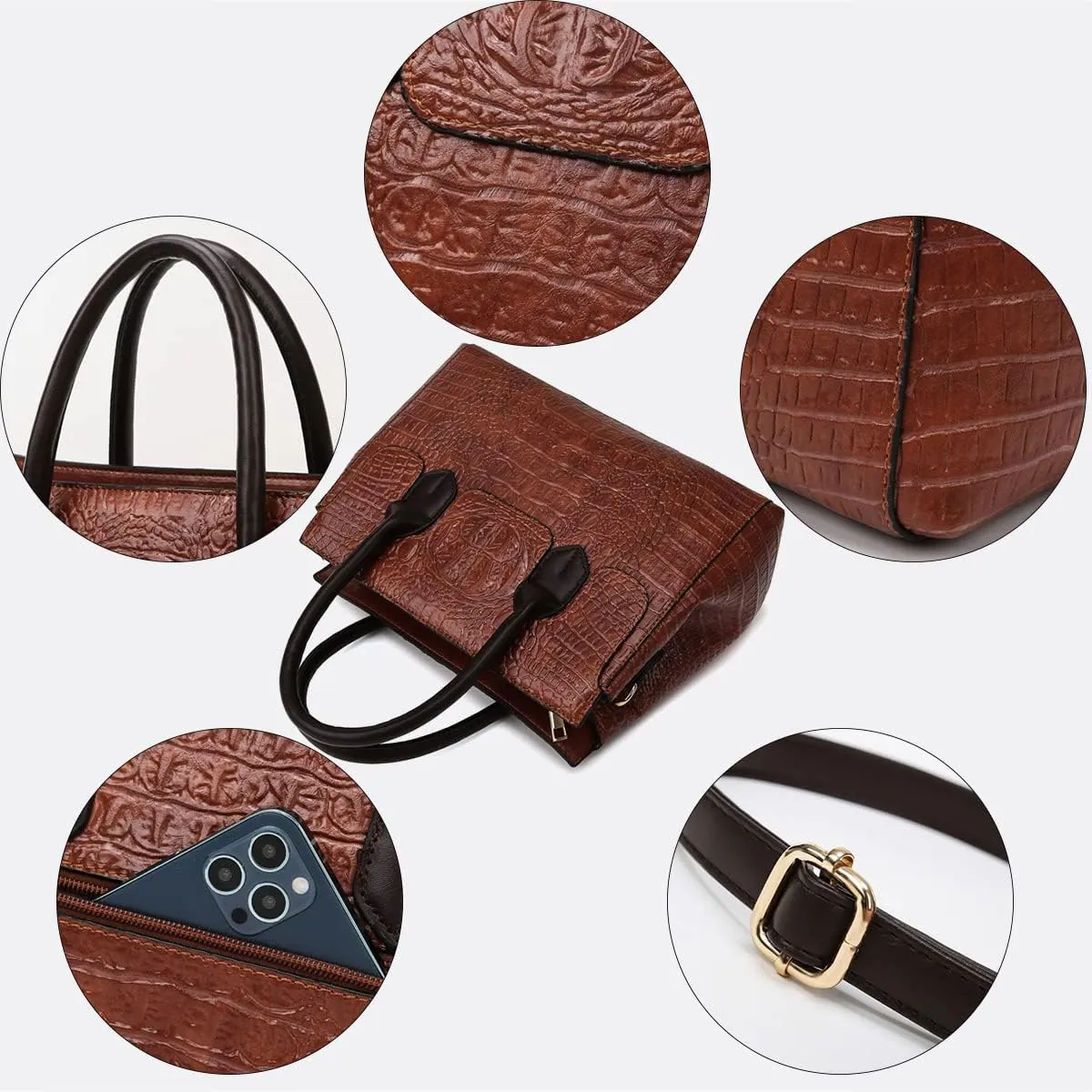 Purses and Handbags for Women Crocodile Pattern Tote Leather Top-Handle Satchel