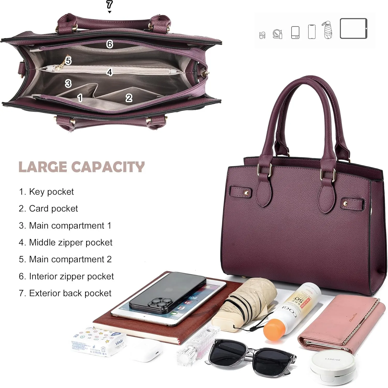 Purses and Handbags for Women Satchel Fashion Ladies Top Handle Shoulder Tote Bags