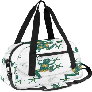 QsirBC Colorful Frogs Gym Bag for Women Tote Carry on Bag Small Duffle Weekender Duffel for Sports Swimming Travel Overnight