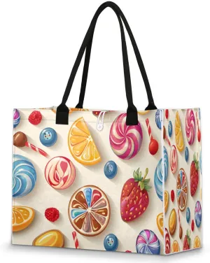 QsirBC Large Tote Bag for Women Men, Travel Beach Bag with Inner Zipper Pocket Snap Closure