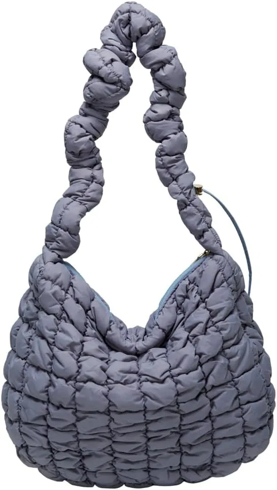 Quilted Puffer Tote Bag for Women Lightweight Shoulder Bag for Work Causal Puffy Cross Body Bags with Large Capacity