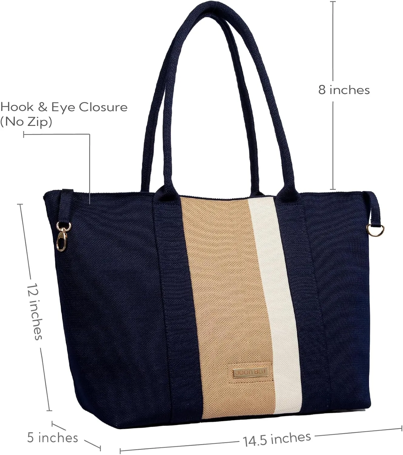 Quintessential Large Tote for Women & Girls | Stylish, Spacious Tote Bag with Hook & Eye closure