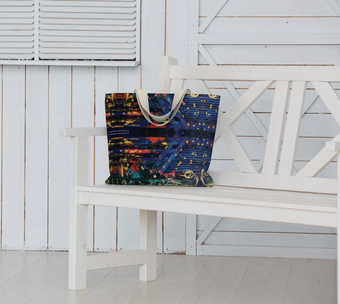"Living Colours" Large Tote (Blue, Red, Yellow)