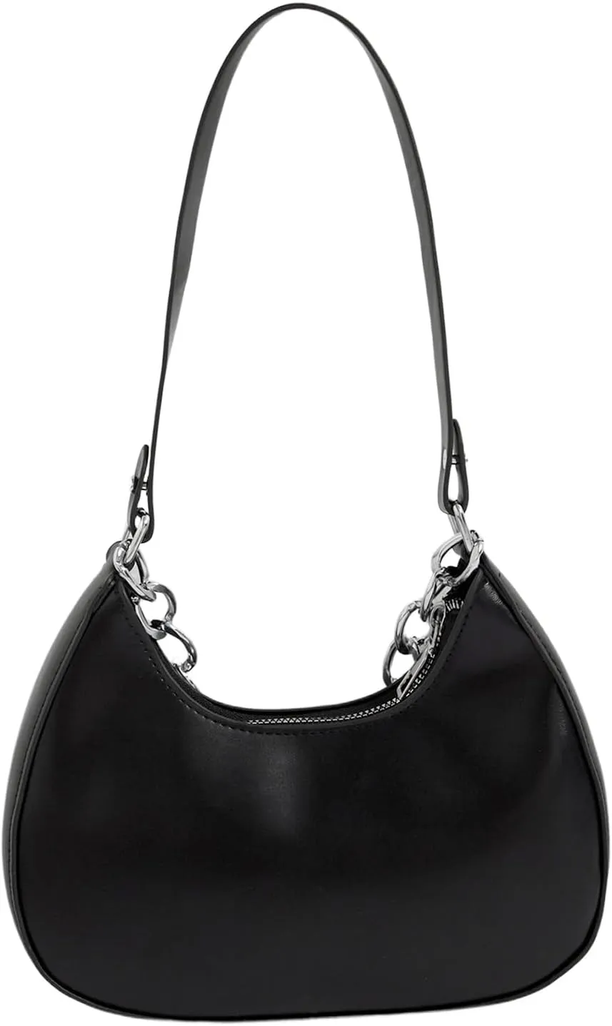QWINEE Women's Y2k Heart Studded Shoulder Handbags Zipper Top Handle Vintage Underarm Bag Purse Clutch