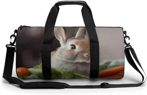 Rabbit Is Eating Vegetables Sport Gym Duffle Travel Bag for Women Men Overnight Weekender Bag with Shoe Compartment,Wet Pocket, 17.7in/9in/9in, style-2