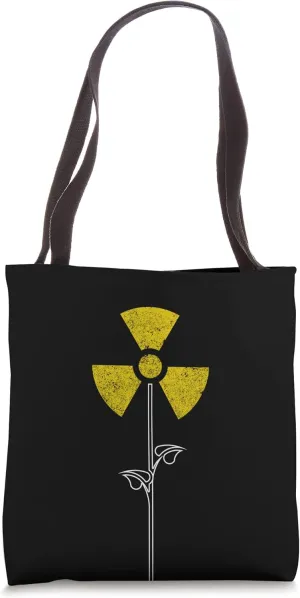 Radioactive symbol flower paradox distressed logo Tote Bag