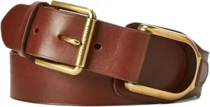 Ralph Lauren Polo Purple Label Mens Stirrup Vachetta Leather Belt Italy Brown Gold 36 $595