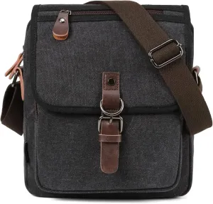 RAVUO Small Messenger Bag, Water Resistant Mens Women Canvas Shoulder Satchel Crossbody Purse for Travel Work