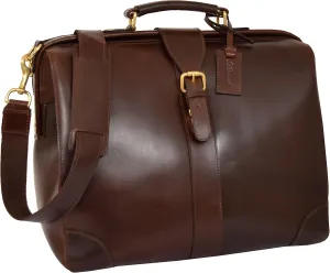 Real Leather Doctors Bag Cross Body Briefcase Organiser Case Cortex Brown