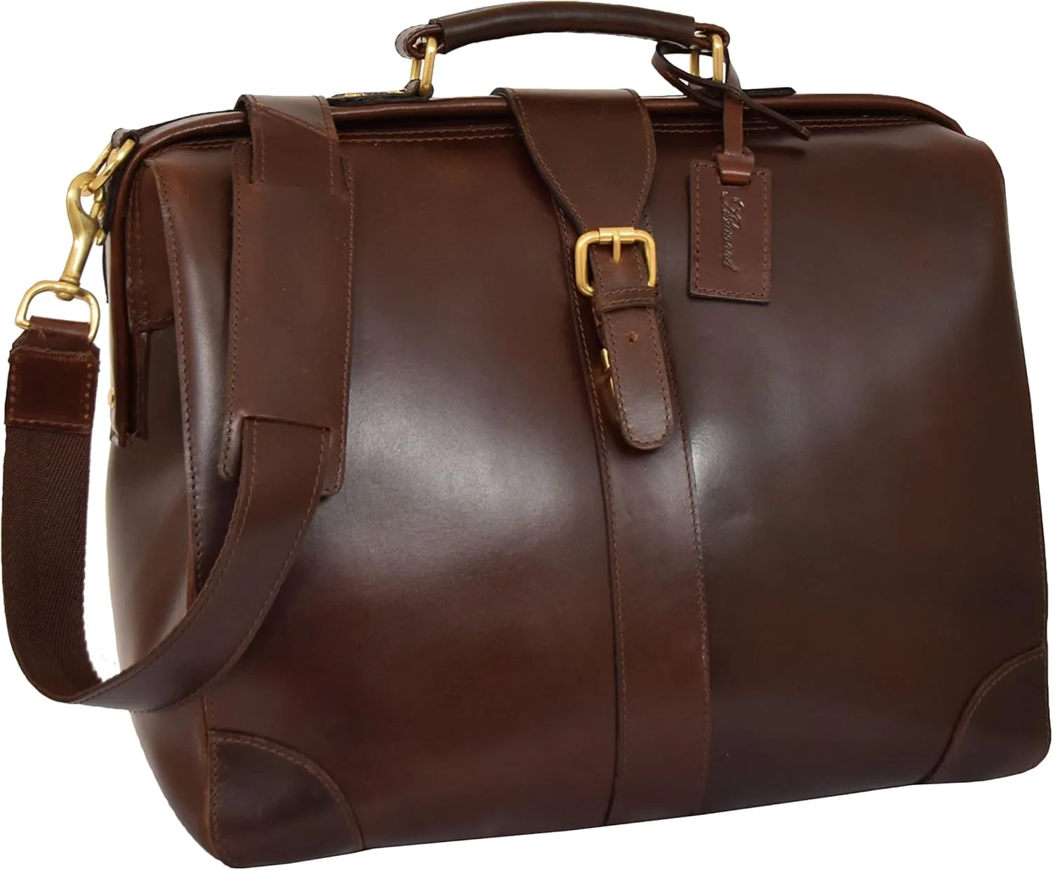 Real Leather Doctors Bag Cross Body Briefcase Organiser Case Cortex Brown