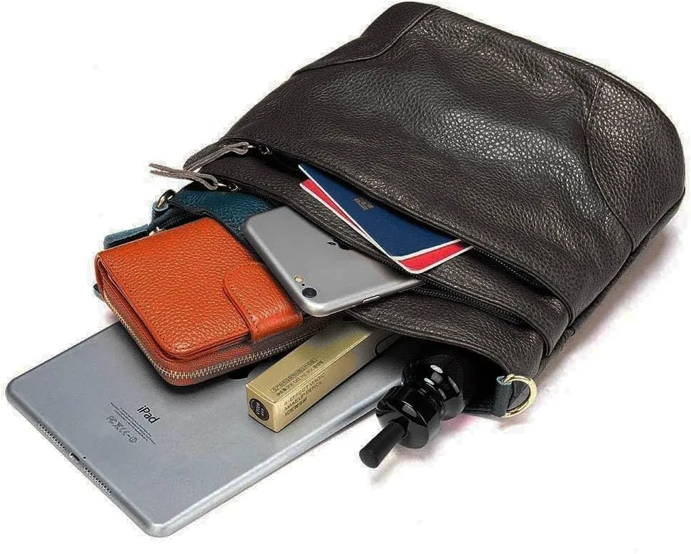 Real Leather Meduim size soft leather Crossbody Bag, Real Leather Purse with 3 component for easy access to your essentials