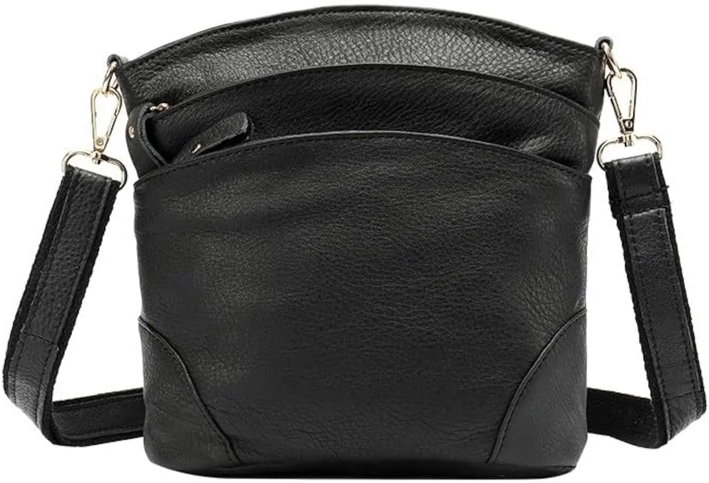 Real Leather Meduim size soft leather Crossbody Bag, Real Leather Purse with 3 component for easy access to your essentials