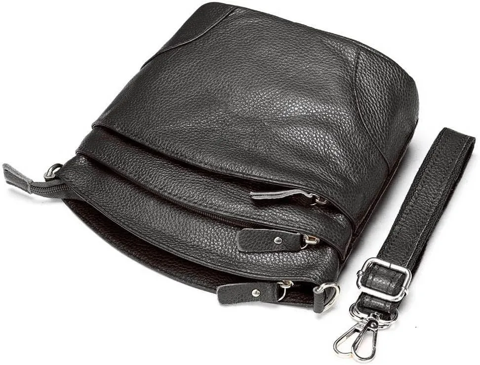 Real Leather Meduim size soft leather Crossbody Bag, Real Leather Purse with 3 component for easy access to your essentials