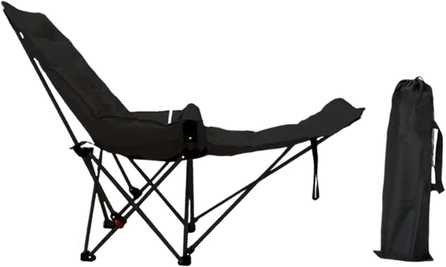 Reclining Camping Chair with Removable Foot Rest Recliner Beach Chair Lounger Portable for Park Garden Sunbathing Lawn Pool, Black