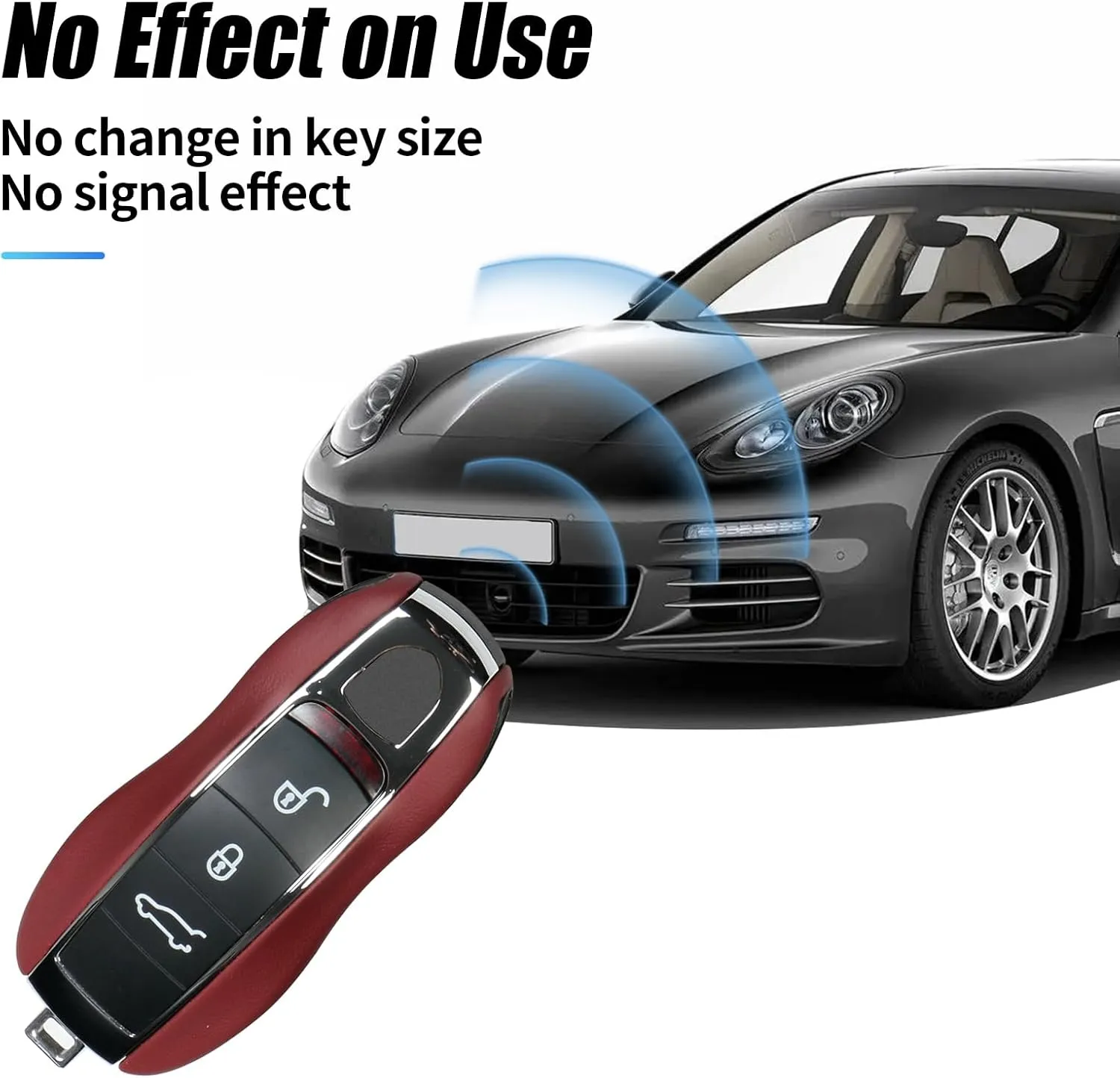 Red Key Fob Cover Leather Compatible with Porsche Key Shell Key Fob Shell Replacement Compatible with Porsche Cayenne Panamera 911 718 Macan Boxster Cayman Accessories